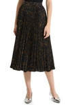 Theory Sunburst Pleated A-line Midi Skirt In Dark Brown Multi