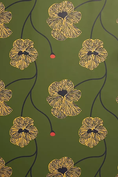 Mitchell Black Flourish Wallpaper In Green