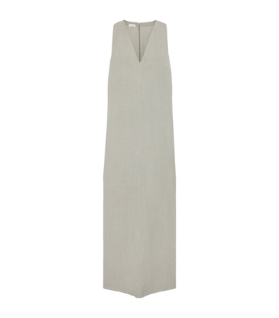 Brunello Cucinelli Sleeveless Maxi Dress In Olive