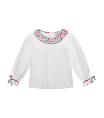 Trotters Kids' Theresa Floral-collar Long-sleeve Stretch-jersey Top 2-11 Years In Red Theresa Floral