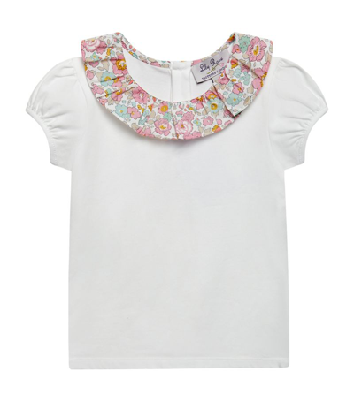 Trotters Kids' Betsy Willow-collar Cotton Top 2-11 Years In White/coral Betsy
