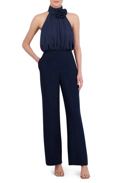 Eliza J Rosette Detail Sleeveless Jumpsuit In Navy