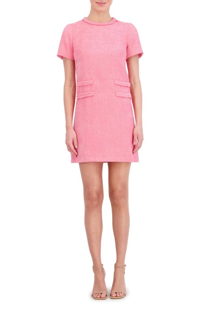 Eliza J Braid Detail Tweed Dress In Med Pink