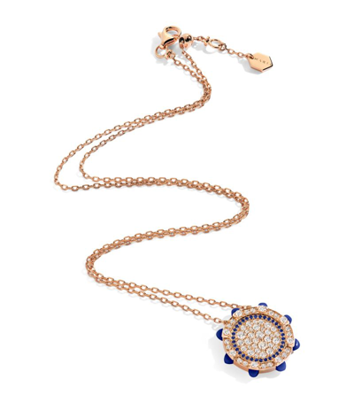 Marli New York Rose Gold, Diamond, Sapphire And Lapis Lazuli Tip-top Necklace