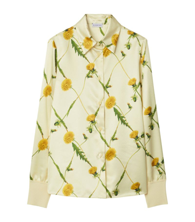 Burberry Dandelion-print Satin Shirt In Neutrals