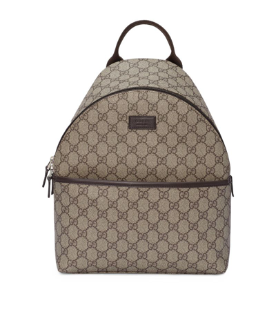 Gucci Kids Canvas Gg Supreme Backpack In Neutrals