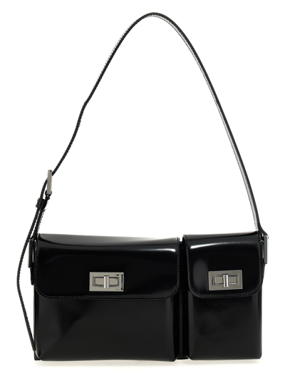 By Far Billy Semi Patent Leather Shoulder Bag In Black