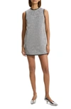 THEORY SLEEVELESS COTTON BLEND TWEED SHIFT MINIDRESS