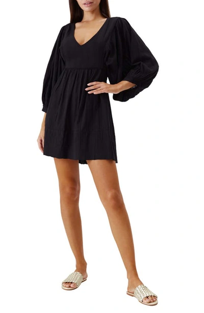 Melissa Odabash Camilla Printed Off-shoulder Coverup Dress In Black