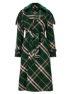 Burberry Check Belted Trench Coat With Faux Fur Collar