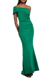 Eliza J Womens One Shoulder Maxi Evening Dress In Green