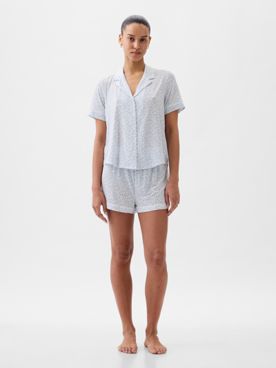 Gap Modal Pajama Shirt In White Blue Floral