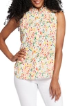 Nydj Print Ruffle Neck Sleeveless Top In Veronica Springs