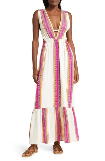 Lemlem Lelisa V-neck Swim Cover Up Maxi Dress In Genet Berry