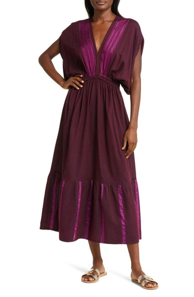 Lemlem Leila Cotton Blend Cover-up Dress In Jordanos Burgundy