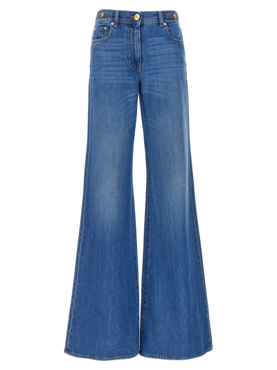 Versace Flared Denim Stone Wash Jeans In Medium_blue