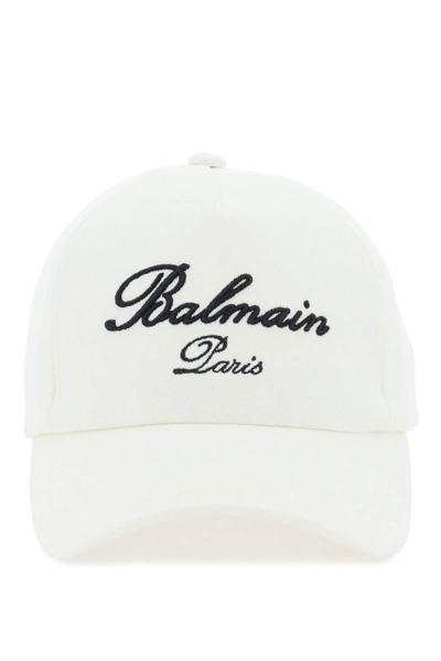 Balmain Embroidered Logo Baseball Cap In White,black