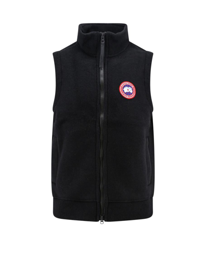 Canada Goose Sleeveless Jacket With Logo Patch In Black