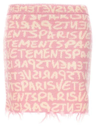 Vetements Graffiti Monogram Skirt In Pink