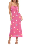 Capittana Maggy Floral Keyhole Semisheer Cover-up Dress In Fuchsia