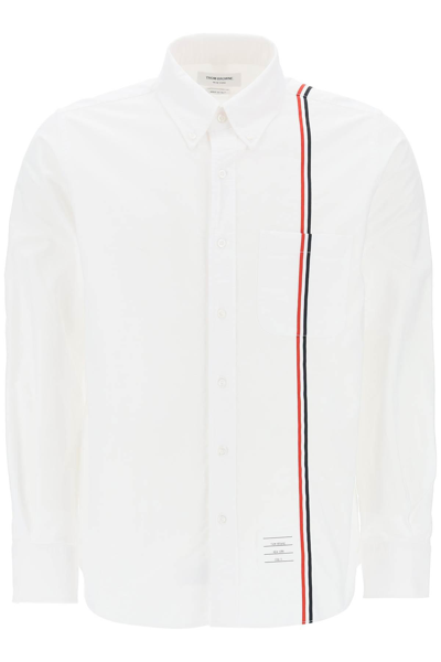 Thom Browne Button Down Shirt With Tricolor Band In White