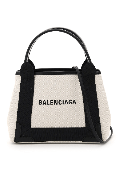 Balenciaga S Cabas Tote Bag In White,black