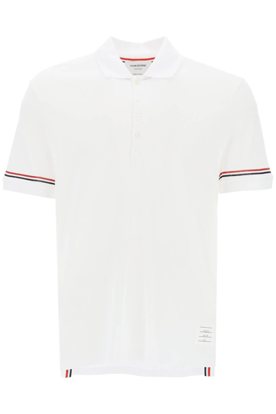 Thom Browne Tricolor Intarsia Polo Shirt In White