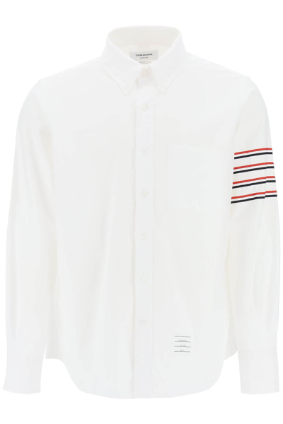 Thom Browne 4 Bar Tricolor Cotton Shirt In White