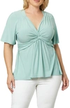 Kiyonna Abby Twist Front Top In Sage