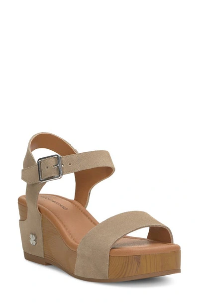 Lucky Brand Adario Ankle Strap Platform Wedge Sandal In Dune Suede