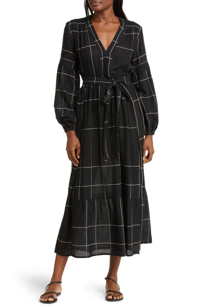 Lemlem + Net Sustain Elsabet Belted Checked Cotton-blend Dress In Zeki Black