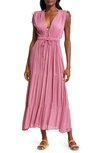 Elan Ruched Tiered Cover-up Maxi Dress In Violet