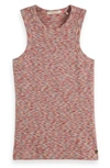 Scotch & Soda Space Dye Cotton Tank In Pink Grey Space Dye