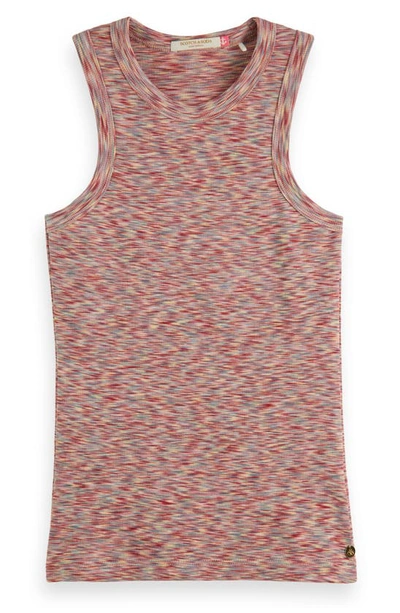 Scotch & Soda Space Dye Cotton Tank In Pink Grey Space Dye