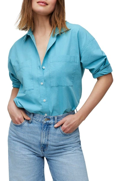 Madewell The Oversize Straight Hem Signature Poplin Shirt In Shaded Aqua