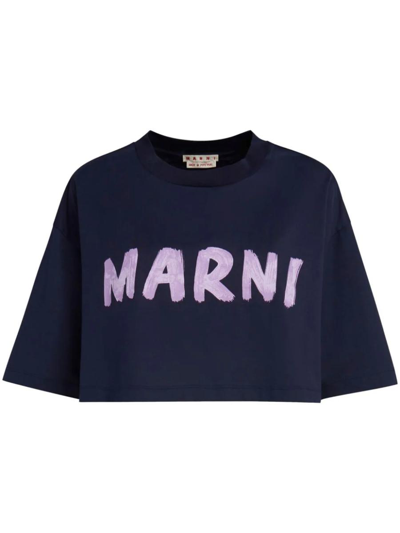 MARNI MARNI CROPPED T-SHIRT WITH PRINT