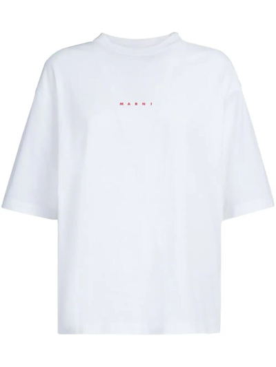 Marni T-shirt Con Stampa In White