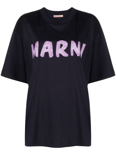 Marni T-shirt With Logo In Blue
