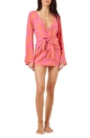 L*SPACE KRISTY LONG SLEEVE FAUX-WRAP COVER-UP DRESS