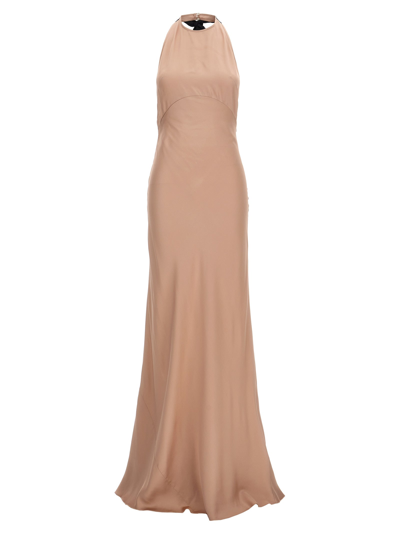 N°21 Lace Satin Long Dress Dresses Pink In Brown