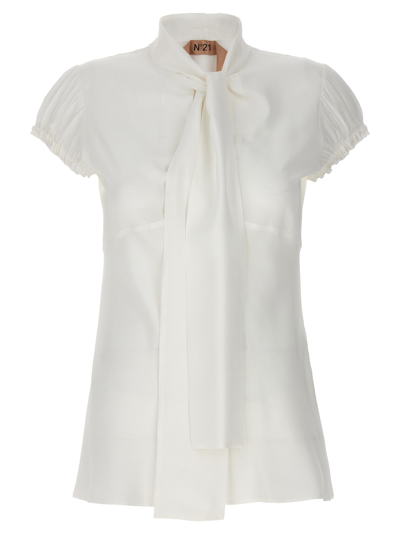 N°21 Lavaliere Silk Blouse Shirt, Blouse White