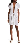 Elan Tie Front Cover-up Wrap Dress In White