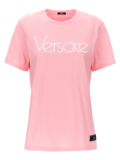 VERSACE LOGO EMBROIDERY T-SHIRT PINK