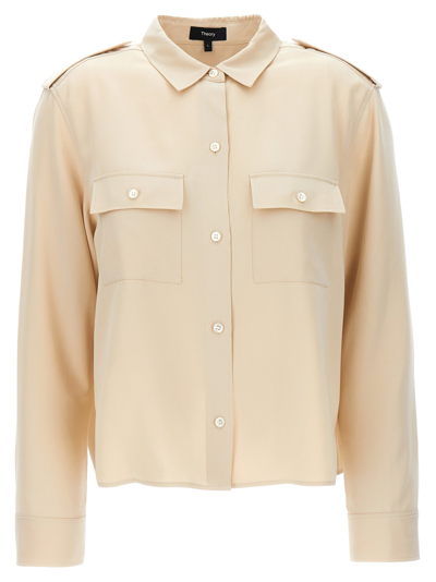 Theory Lyoncell Blouse In Beige