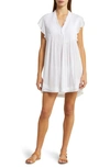 Poupette St Barth Sasha Floral Cover-up Minidress In Optic White