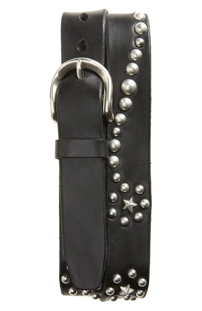 Our Legacy Star Fall Leather Belt In Black