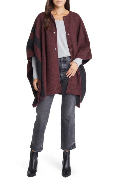 Treasure & Bond Blanket Stripe Cape In Burgundy Combo