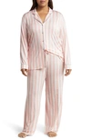 Nordstrom Moonlight Eco Knit Pajamas In Pink Veil Rose Tasha Stripe