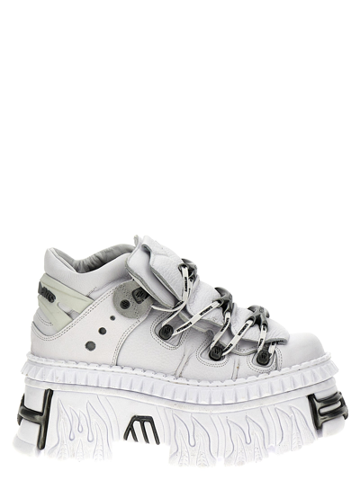 Vetements Leather Platform Trainers In White