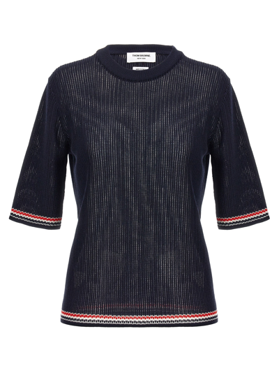 THOM BROWNE POINTELLE SWEATER SWEATER, CARDIGANS BLUE